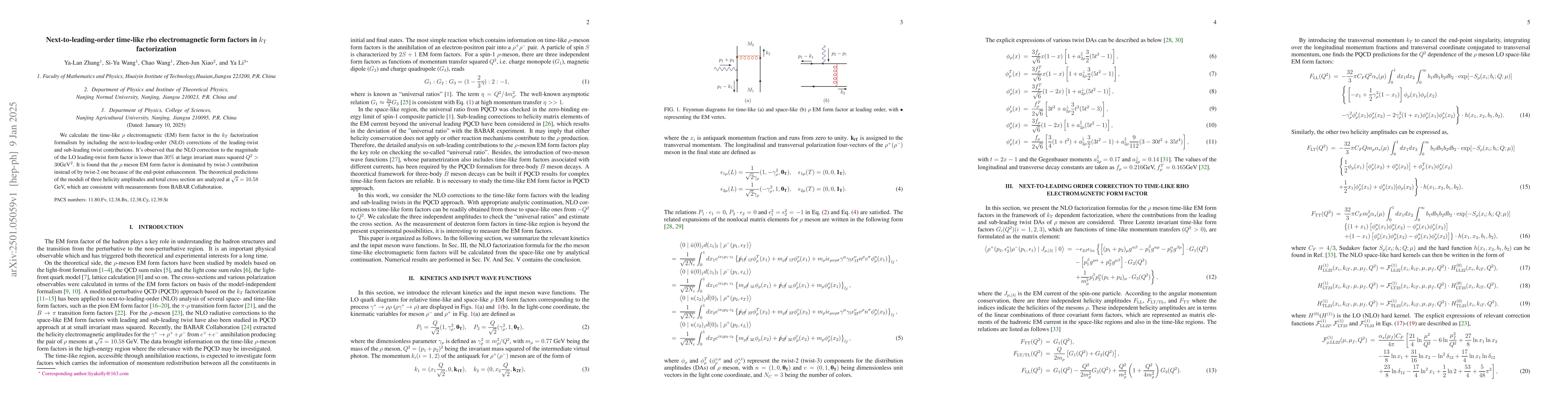 Thumbnail for Next-to-leading-order time-like rho electromagnetic form factors in
  ${k_{\rm T}}$ factorization