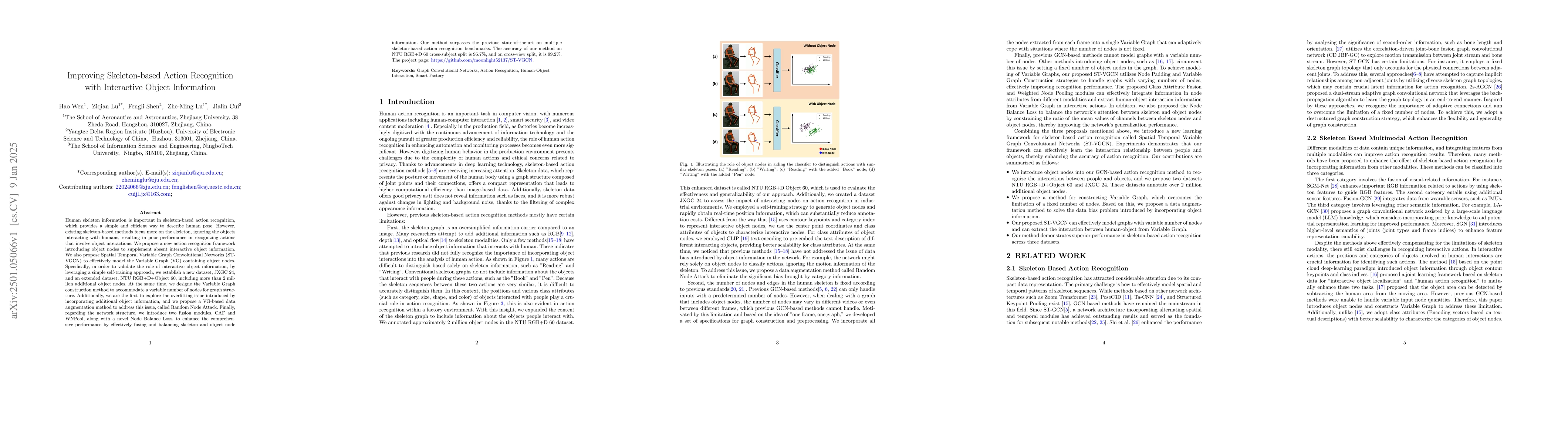 Thumbnail for Improving Skeleton-based Action Recognition with Interactive Object
  Information