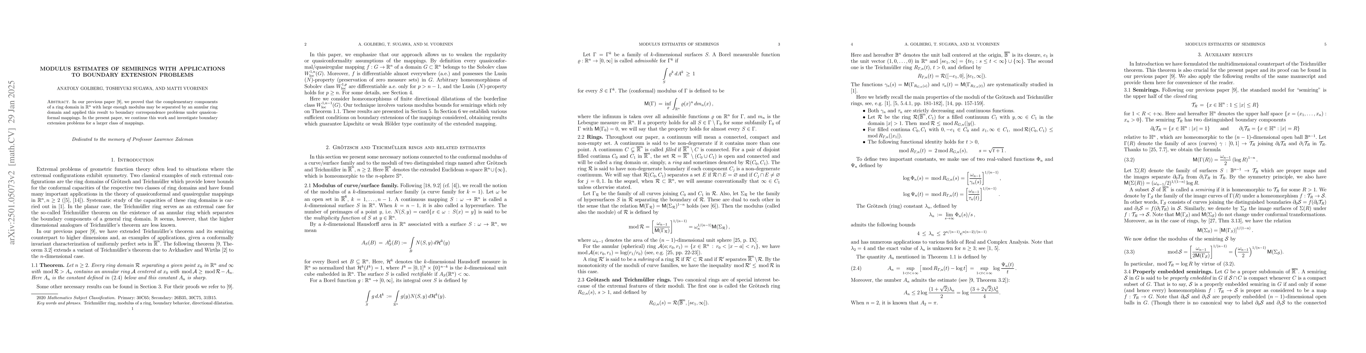 Thumbnail for Modulus estimates of semirings with applications to boundary extension
  problems
