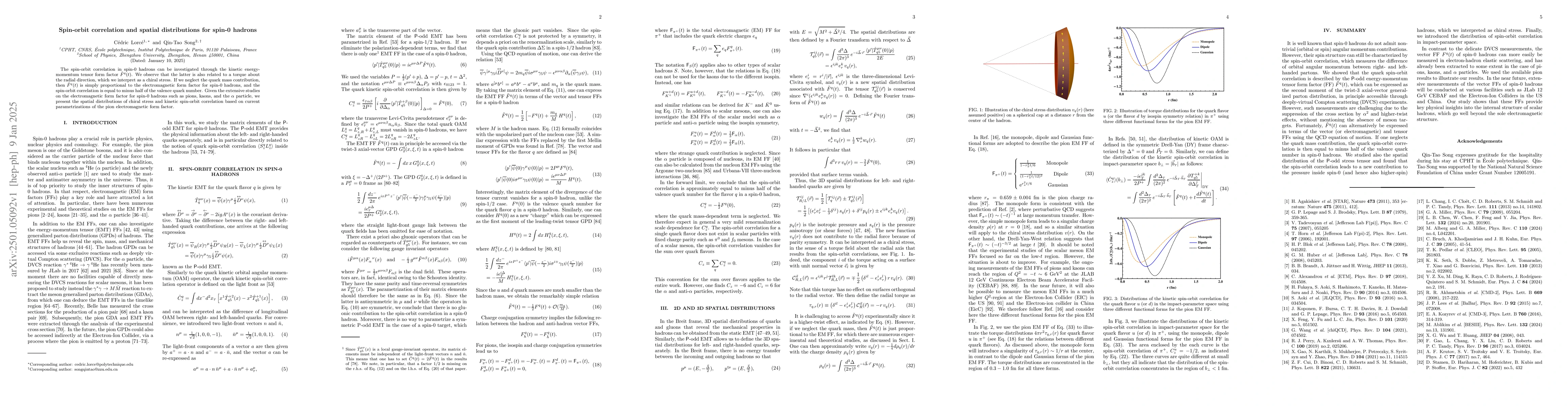 Thumbnail for Spin-orbit correlation and spatial distributions for spin-0 hadrons