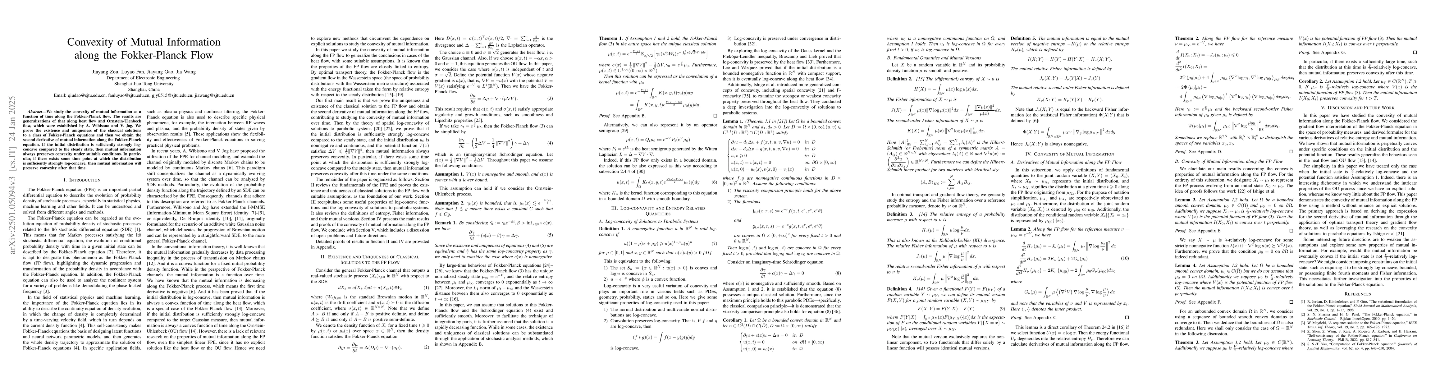 Thumbnail for Convexity of Mutual Information along the Fokker-Planck Flow
