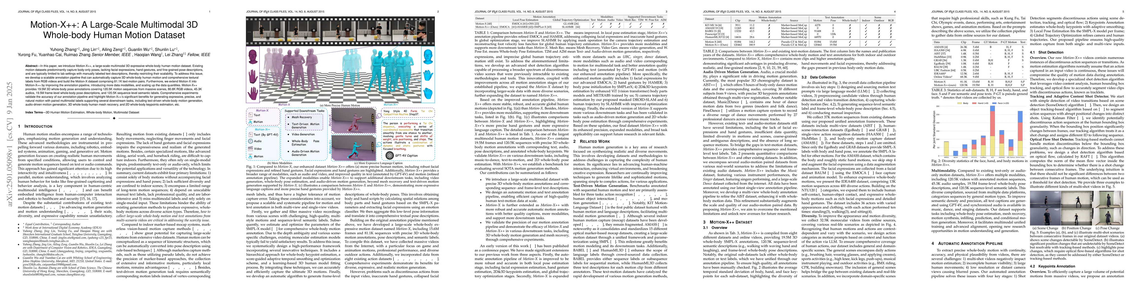 Thumbnail for Motion-X++: A Large-Scale Multimodal 3D Whole-body Human Motion Dataset