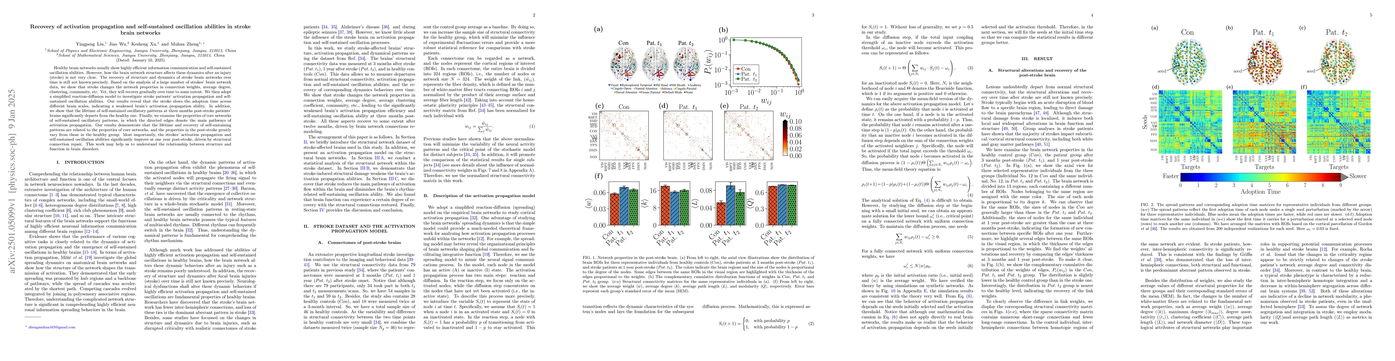 Thumbnail for Recovery of activation propagation and self-sustained oscillation
  abilities in stroke brain networks