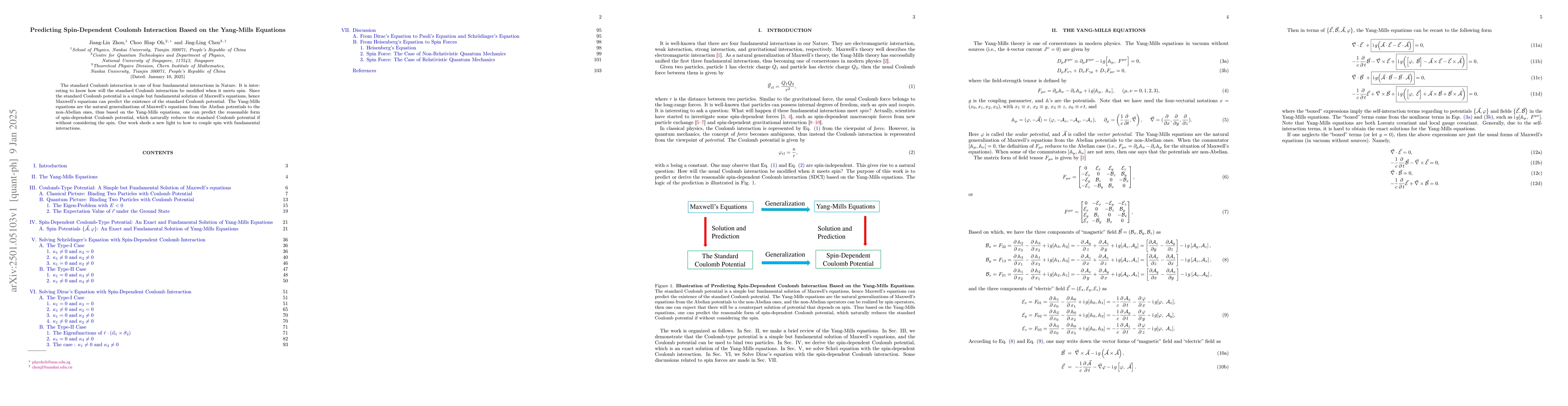 Thumbnail for Predicting Spin-Dependent Coulomb Interaction Based on the Yang-Mills
  Equations