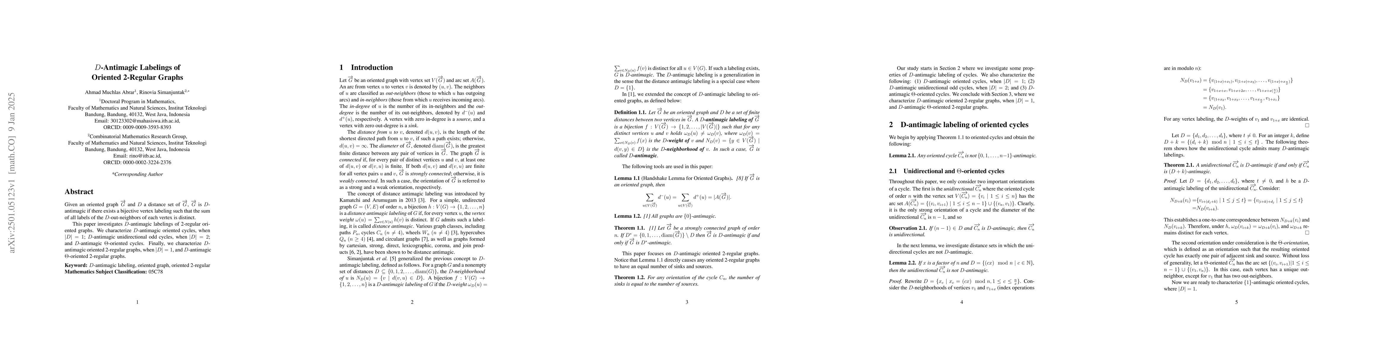 Thumbnail for D-Antimagic Labelings of Oriented 2-Regular Graphs