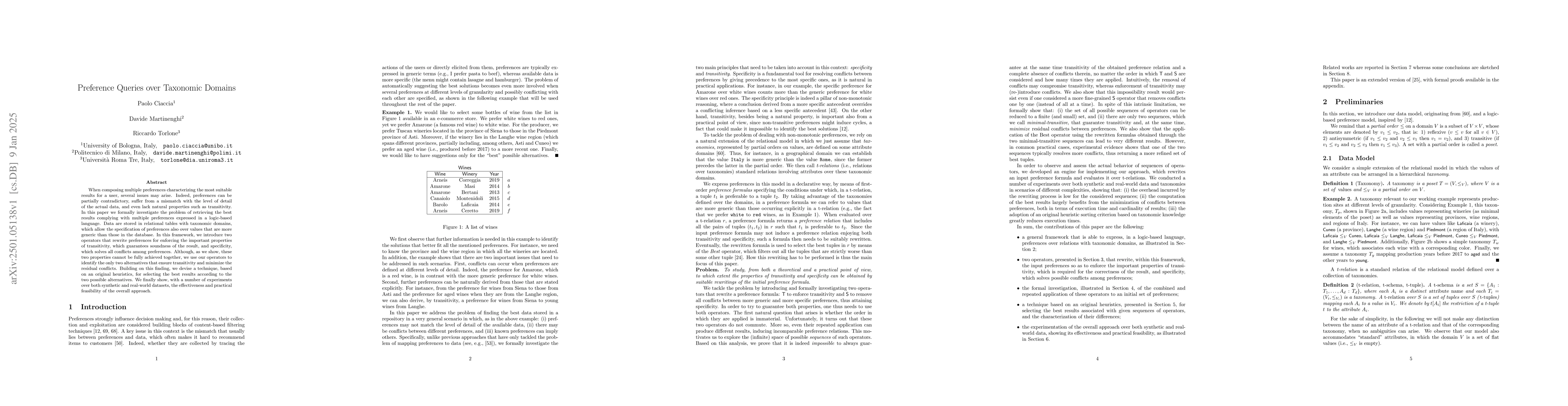 Thumbnail for Preference Queries over Taxonomic Domains