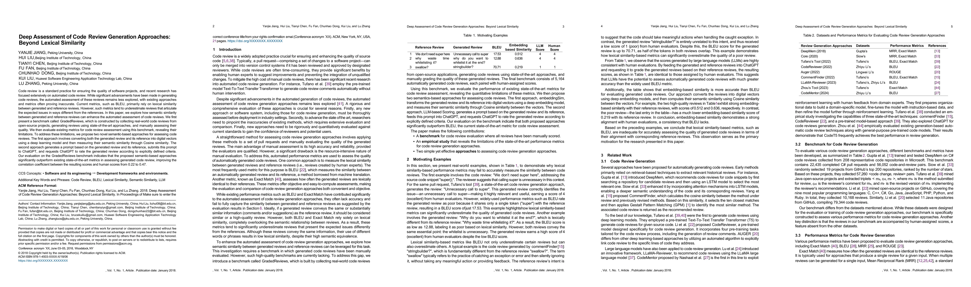Thumbnail for Deep Assessment of Code Review Generation Approaches: Beyond Lexical
  Similarity