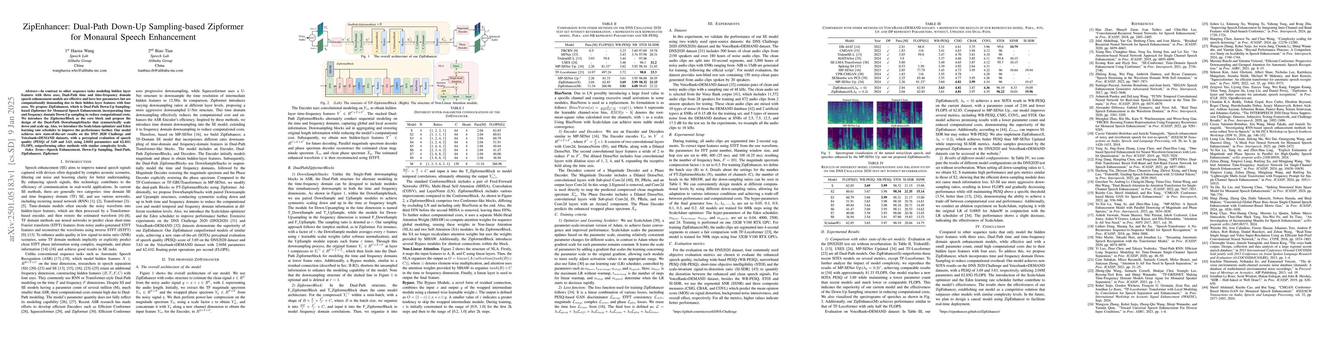 Thumbnail for ZipEnhancer: Dual-Path Down-Up Sampling-based Zipformer for Monaural
  Speech Enhancement