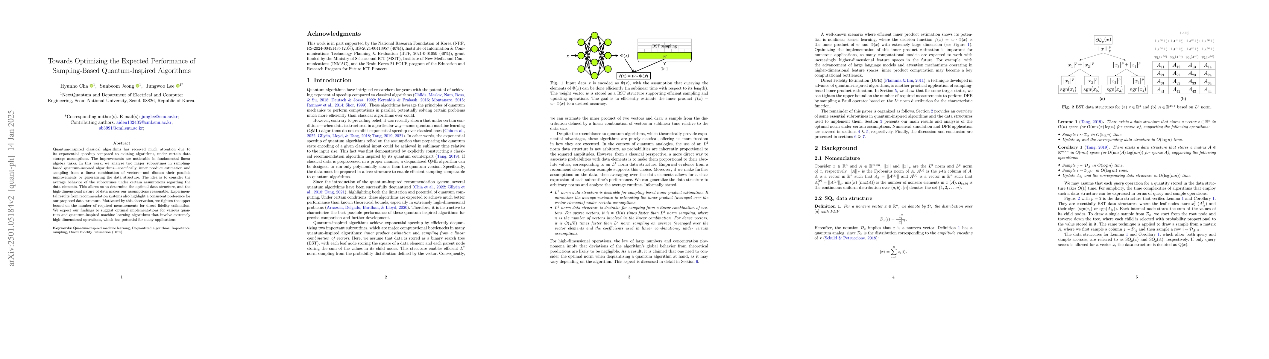 Thumbnail for Towards Optimizing the Expected Performance of Sampling-Based
  Quantum-Inspired Algorithms