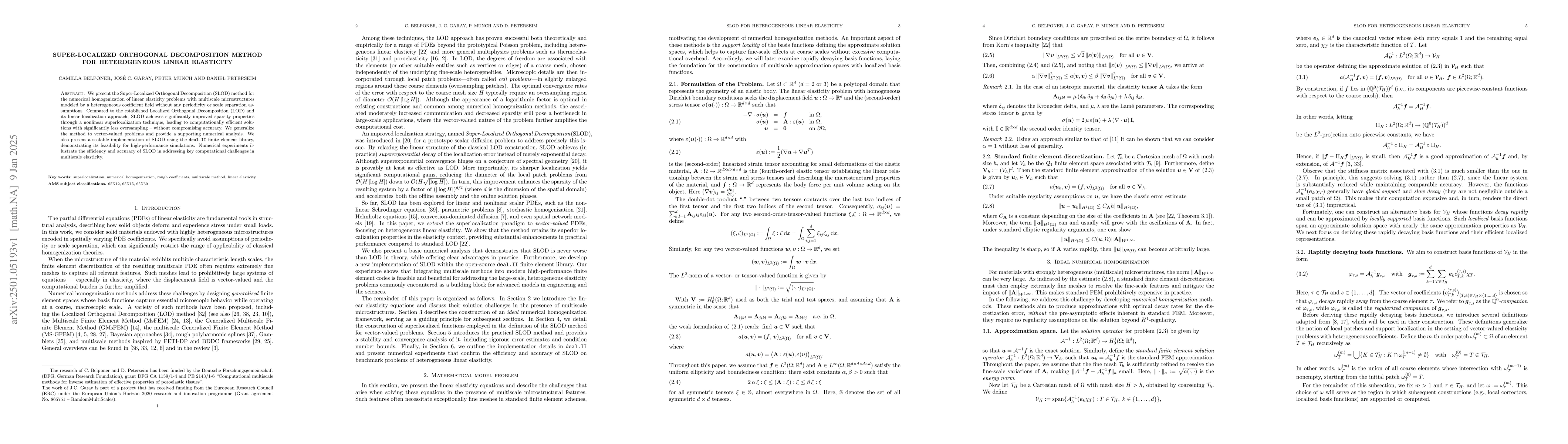 Thumbnail for Super-Localized Orthogonal Decomposition Method for Heterogeneous Linear
  Elasticity