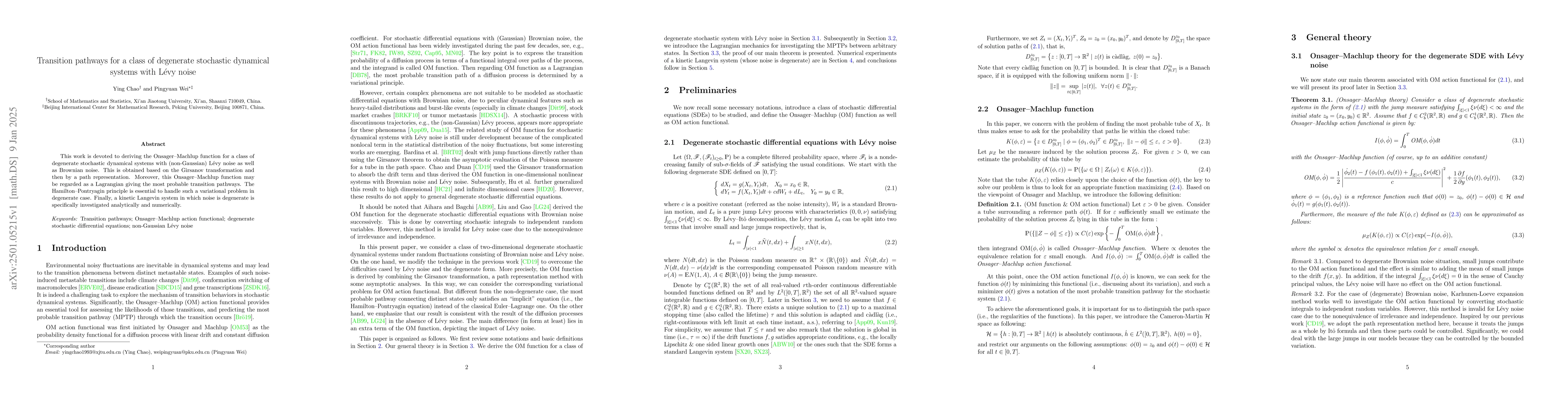 Thumbnail for Transition pathways for a class of degenerate stochastic dynamical
  systems with Lévy noise