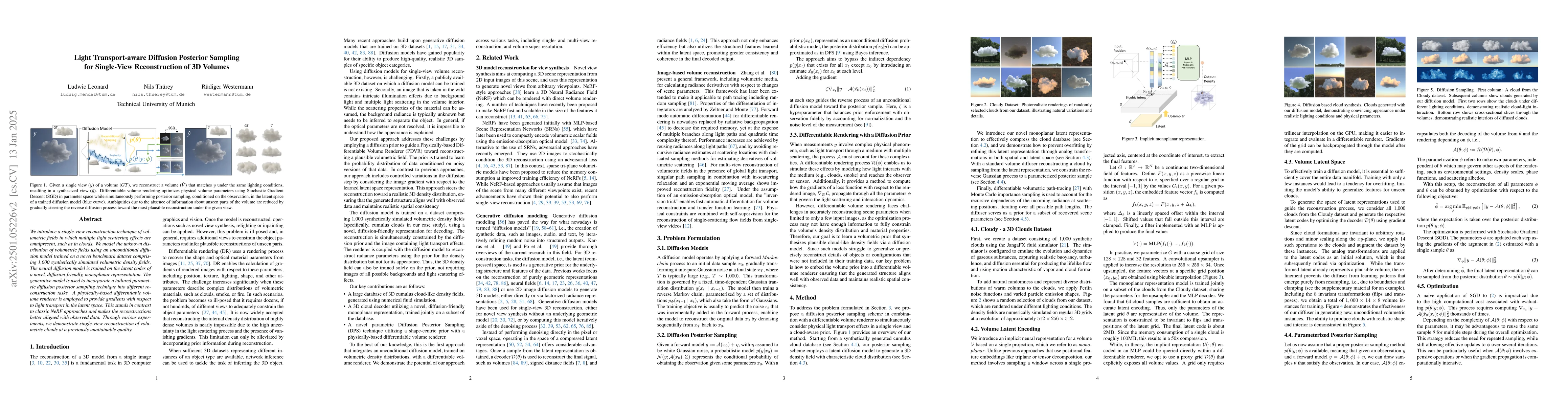 Thumbnail for Light Transport-aware Diffusion Posterior Sampling for Single-View
  Reconstruction of 3D Volumes