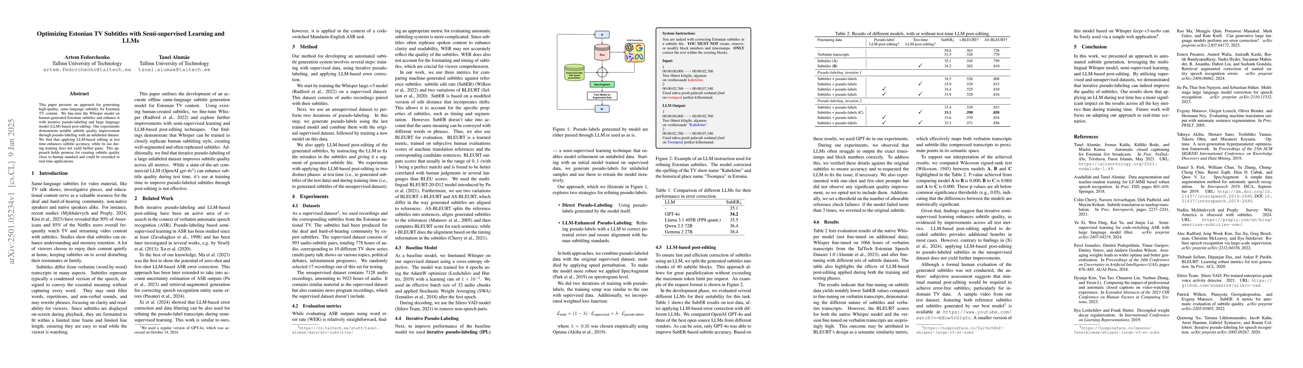 Thumbnail for Optimizing Estonian TV Subtitles with Semi-supervised Learning and LLMs
