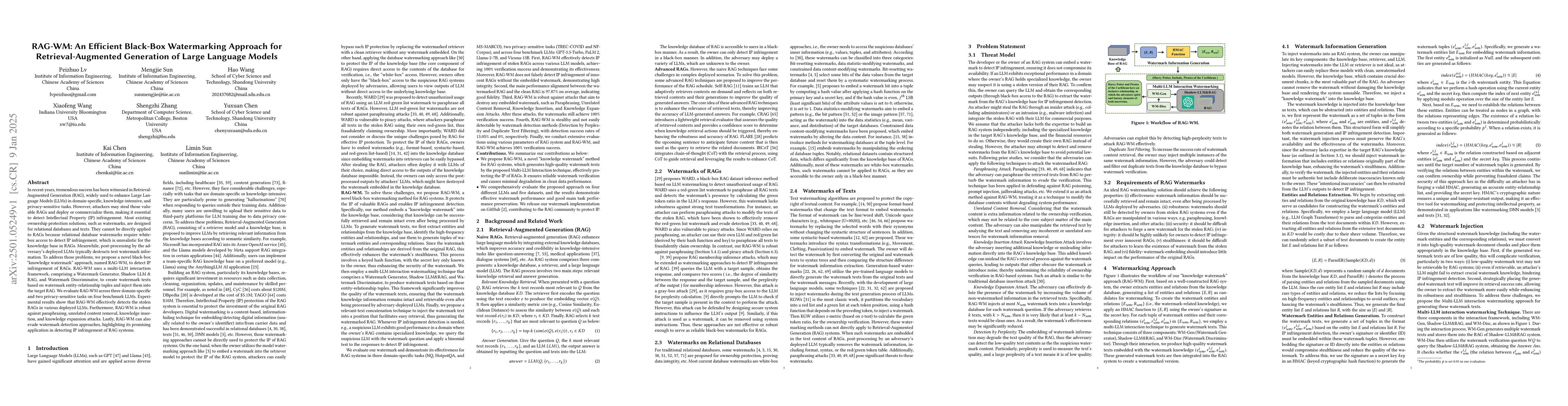 Thumbnail for RAG-WM: An Efficient Black-Box Watermarking Approach for
  Retrieval-Augmented Generation of Large Language Models