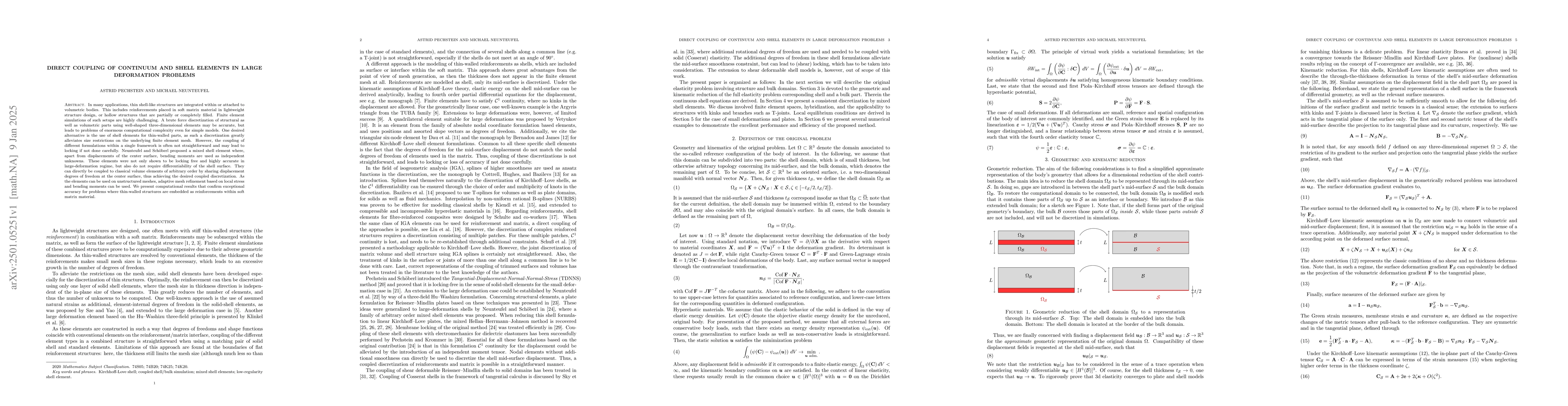 Thumbnail for Direct coupling of continuum and shell elements in large deformation
  problems
