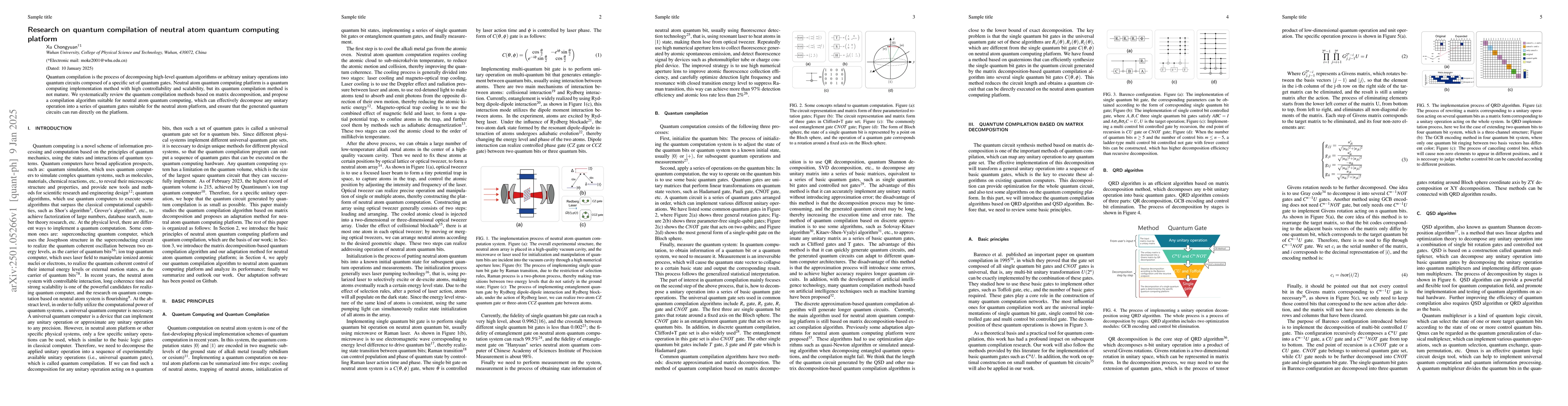 Thumbnail for Research on quantum compilation of neutral atom quantum computing
  platform