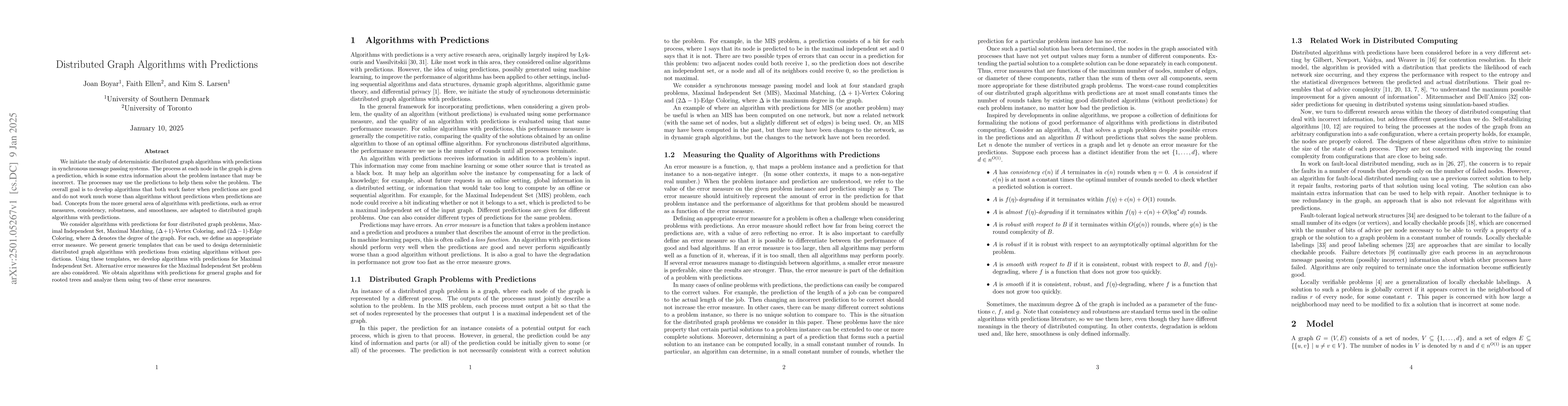 Thumbnail for Distributed Graph Algorithms with Predictions