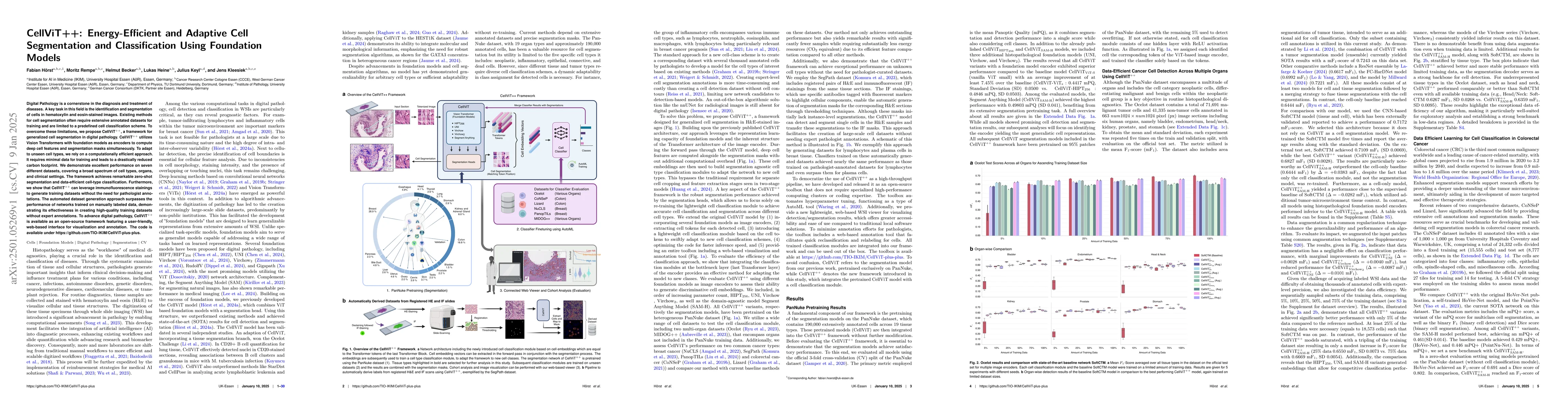 Thumbnail for CellViT++: Energy-Efficient and Adaptive Cell Segmentation and
  Classification Using Foundation Models