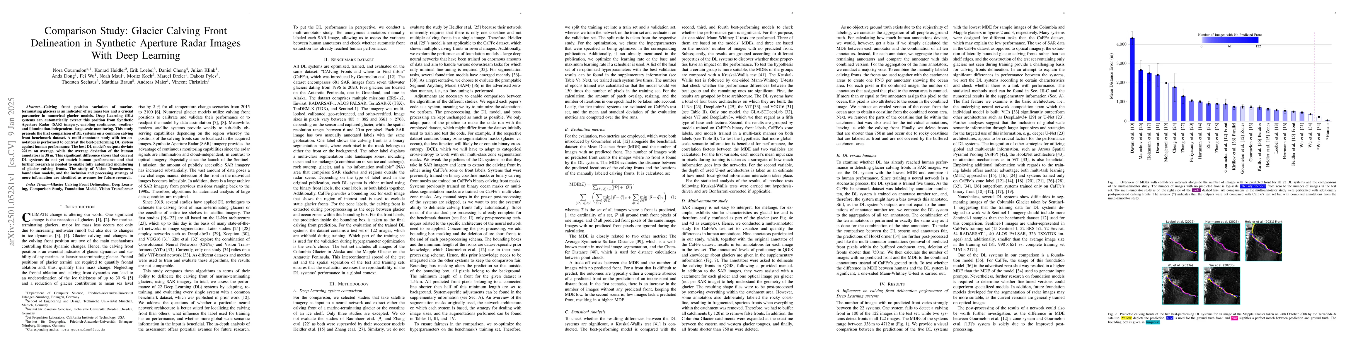 Thumbnail for Comparison Study: Glacier Calving Front Delineation in Synthetic
  Aperture Radar Images With Deep Learning