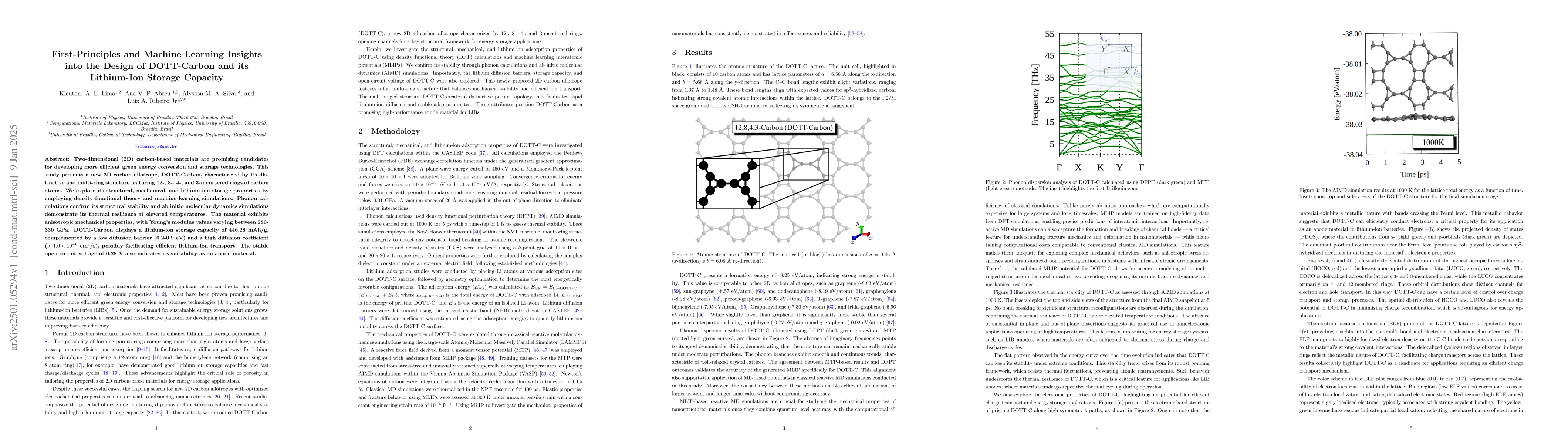 Thumbnail for First-Principles and Machine Learning Insights into the Design of
  DOTT-Carbon and its Lithium-Ion Storage Capacity