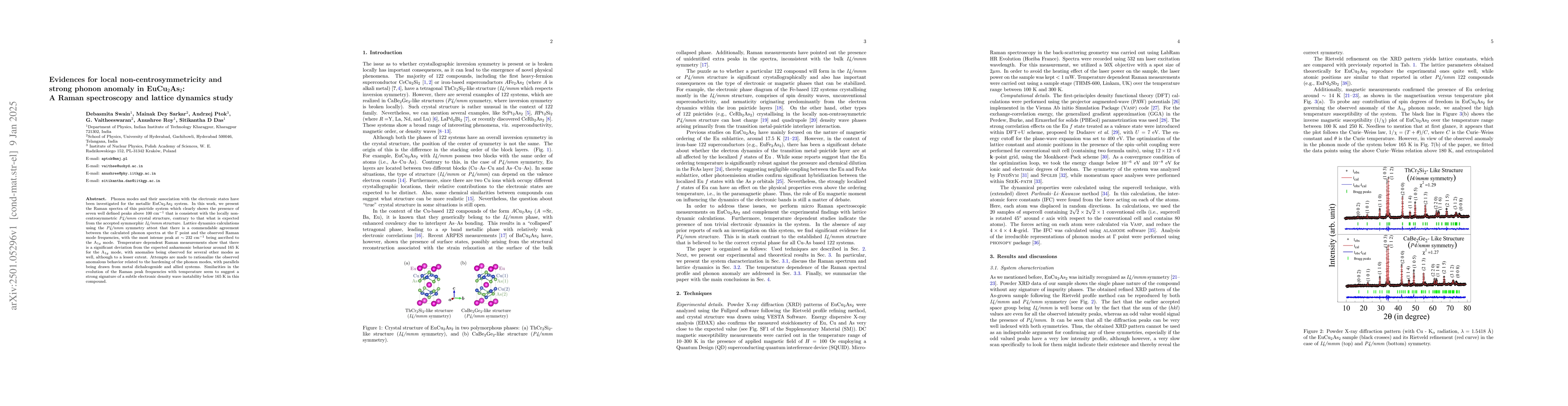 Thumbnail for Evidences for local non-centrosymmetricity and strong phonon anomaly in
  EuCu2As2: A Raman spectroscopy and lattice dynamics study