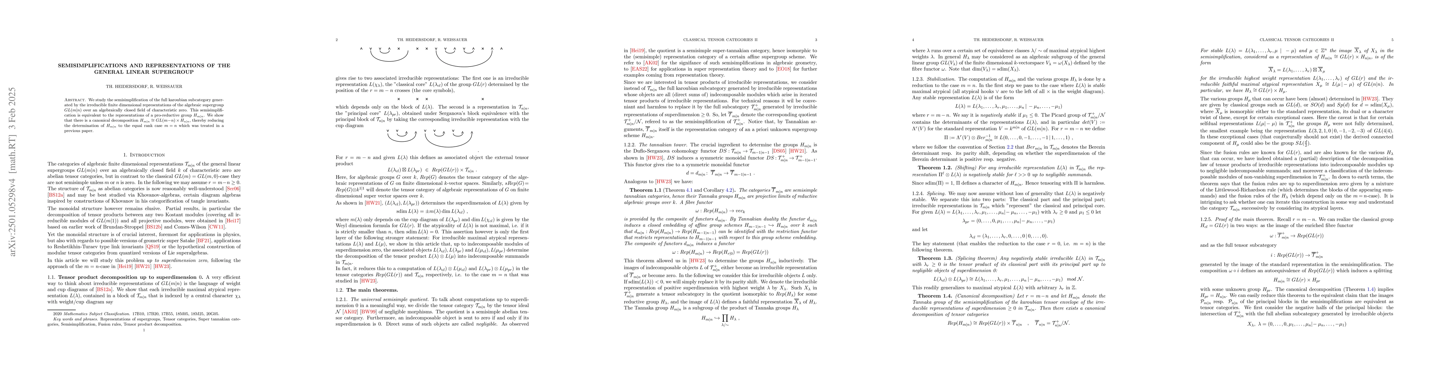 Thumbnail for Semisimplifications and representations of the General Linear Supergroup