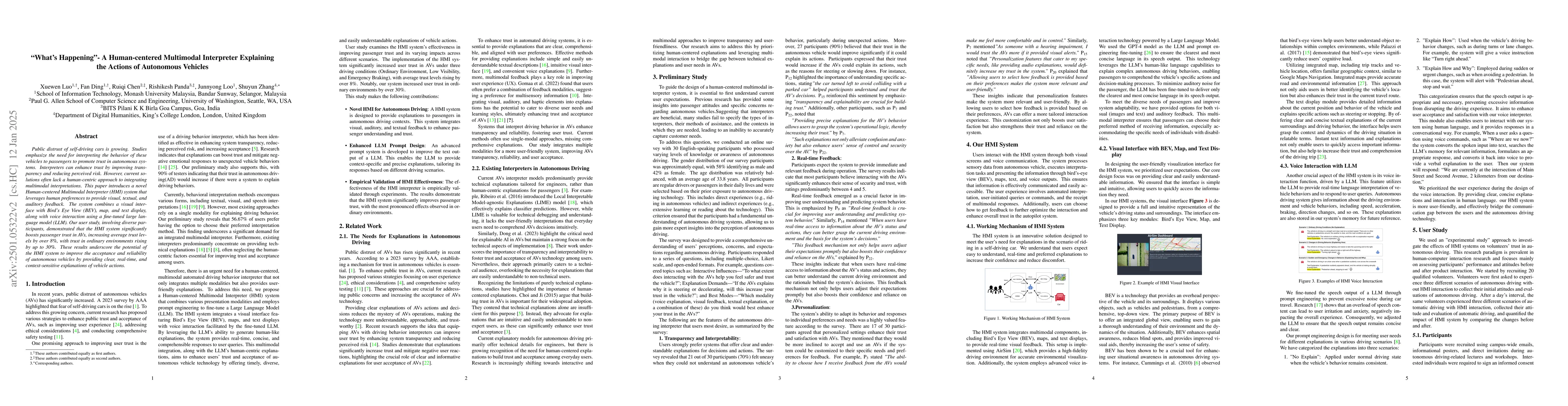 Thumbnail for "What's Happening"- A Human-centered Multimodal Interpreter Explaining
  the Actions of Autonomous Vehicles
