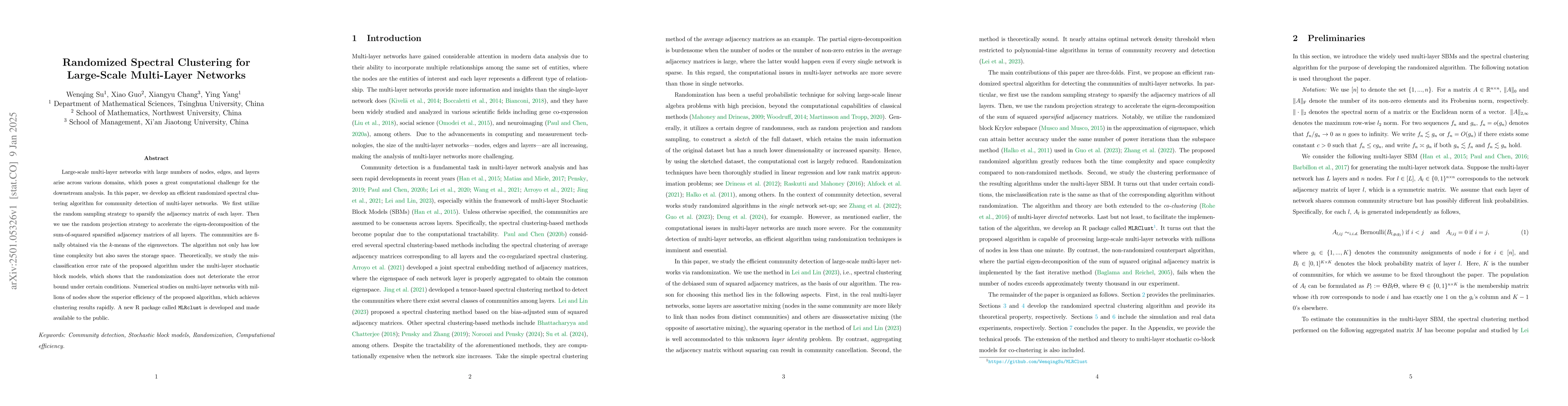 Thumbnail for Randomized Spectral Clustering for Large-Scale Multi-Layer Networks