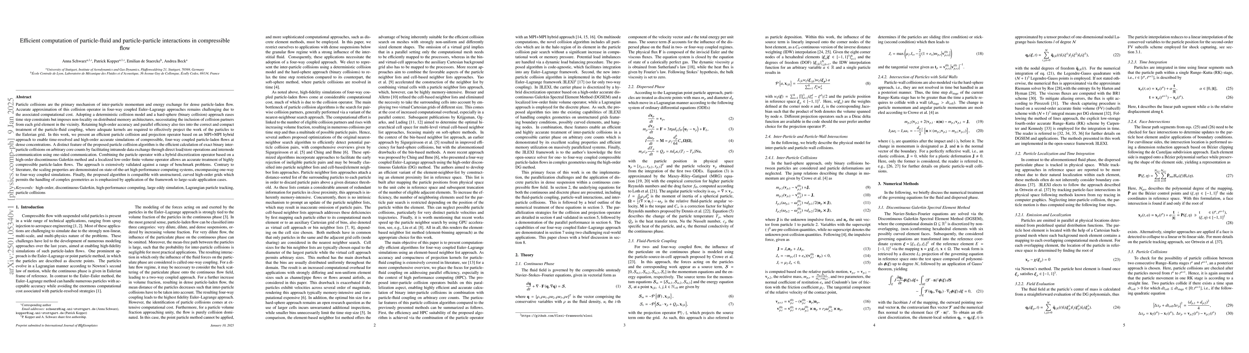 Thumbnail for Efficient computation of particle-fluid and particle-particle
  interactions in compressible flow