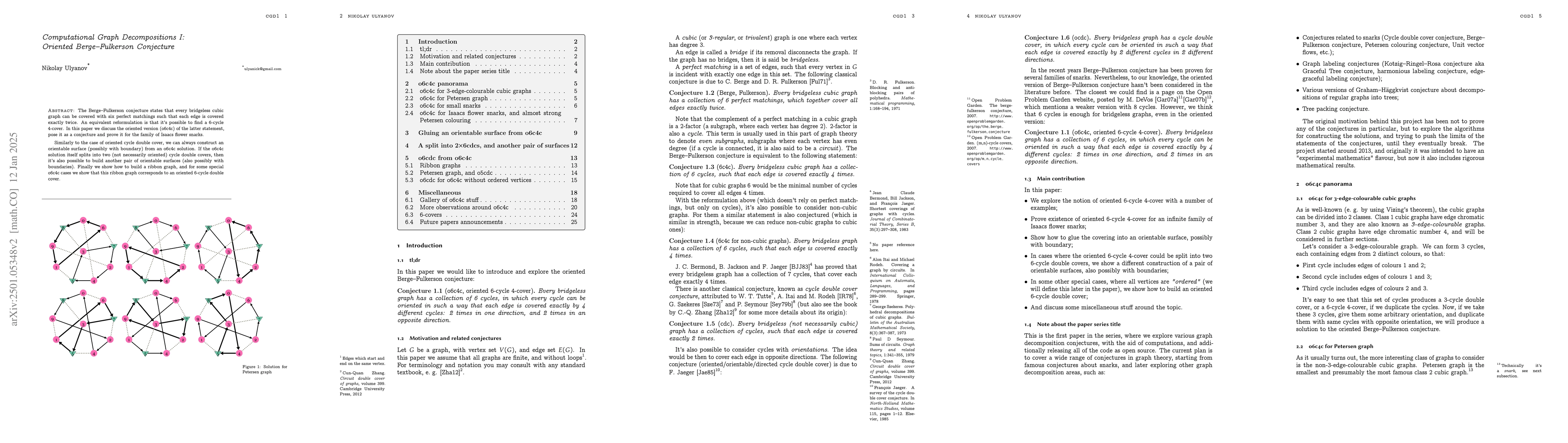 Thumbnail for Computational Graph Decompositions I: Oriented Berge-Fulkerson
  Conjecture