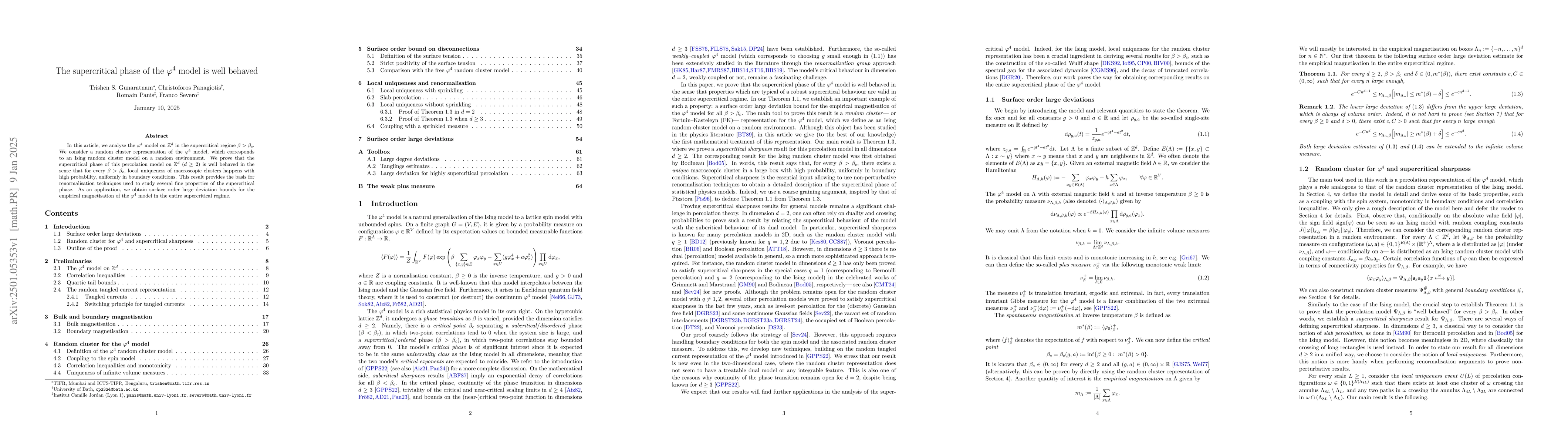 Thumbnail for The supercritical phase of the $\varphi^4$ model is well behaved