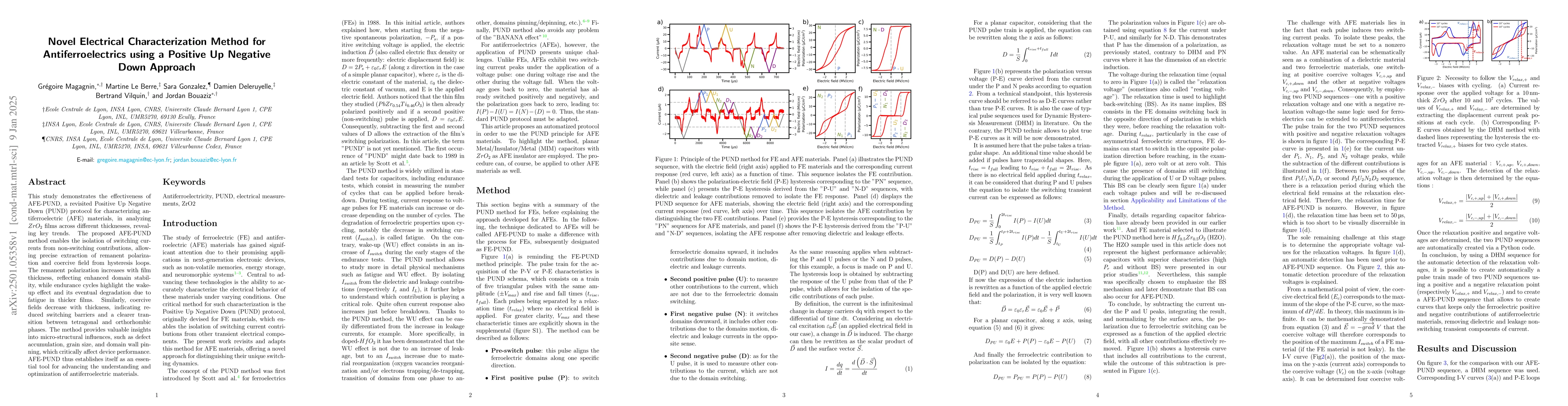 Thumbnail for Novel Electrical Characterization Method for Antiferroelectrics using a
  Positive Up Negative Down Approach