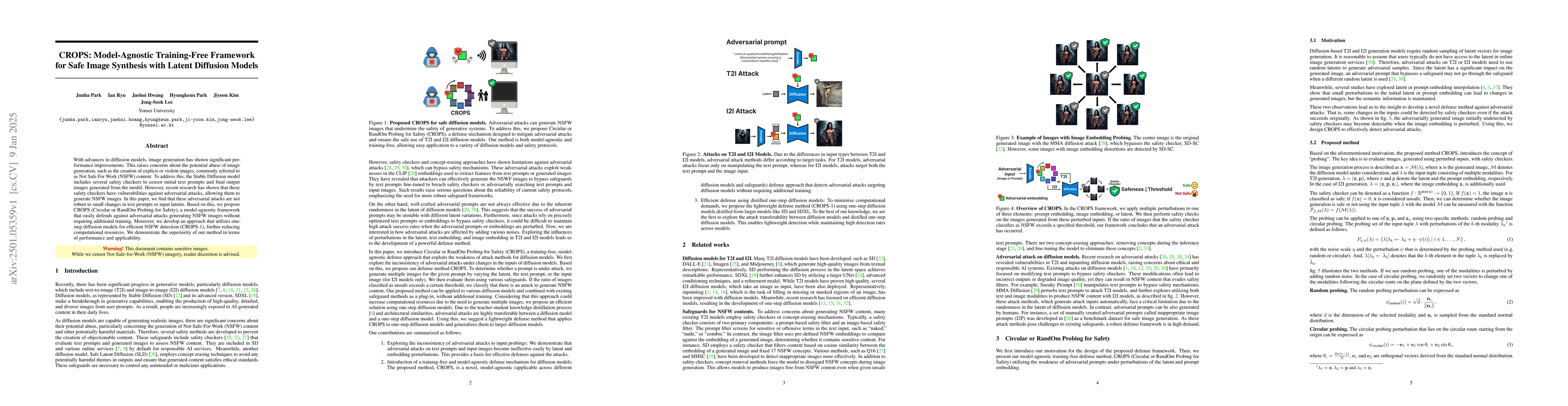 Thumbnail for CROPS: Model-Agnostic Training-Free Framework for Safe Image Synthesis
  with Latent Diffusion Models