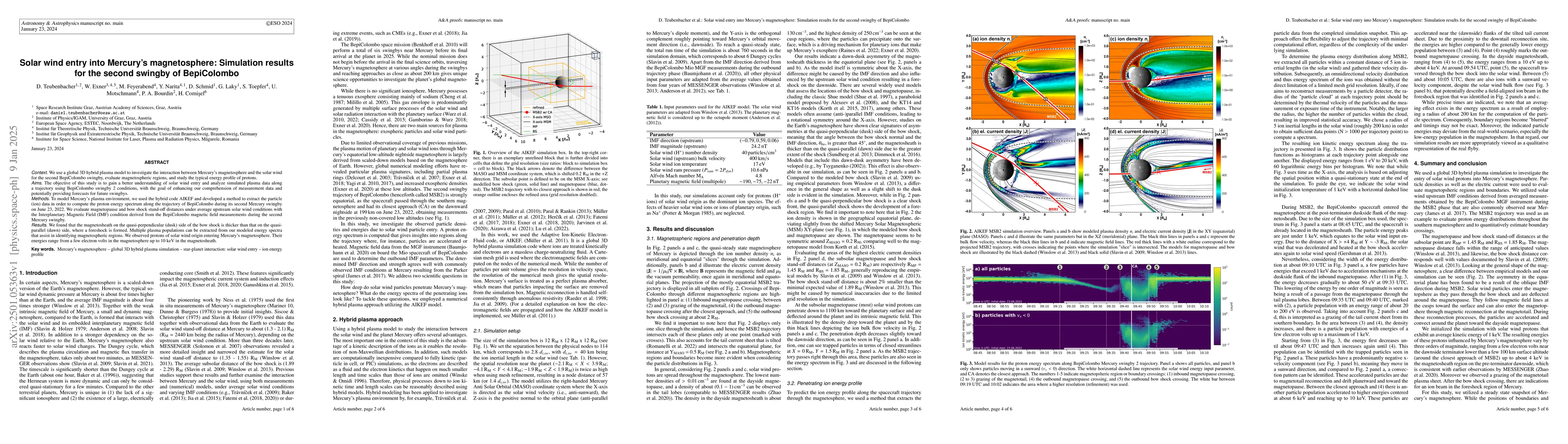 Thumbnail for Solar wind entry into Mercury's magnetosphere: Simulation results for
  the second swingby of BepiColombo