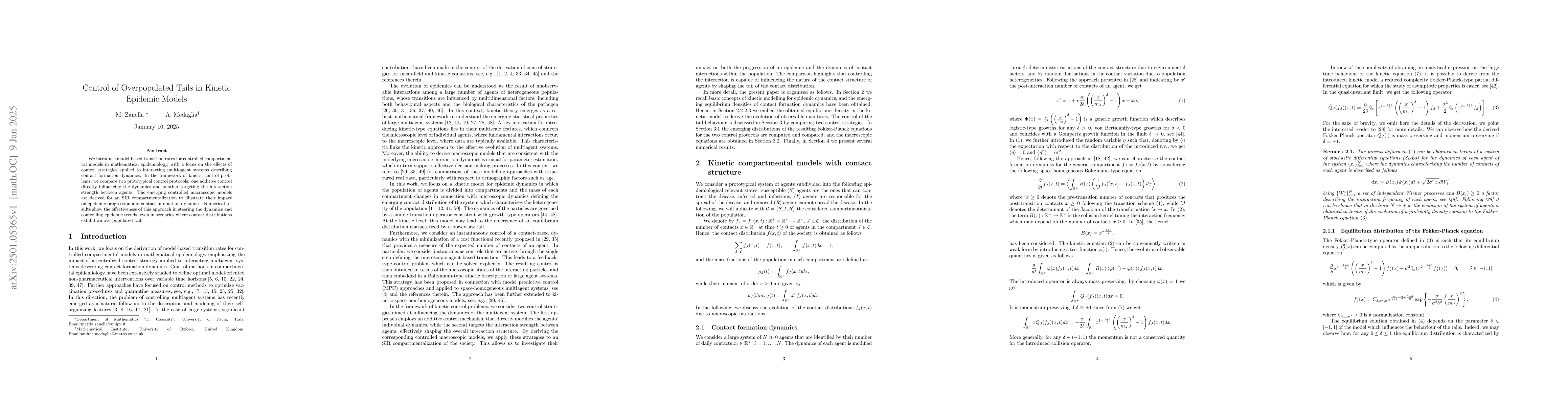 Thumbnail for Control of Overpopulated Tails in Kinetic Epidemic Models