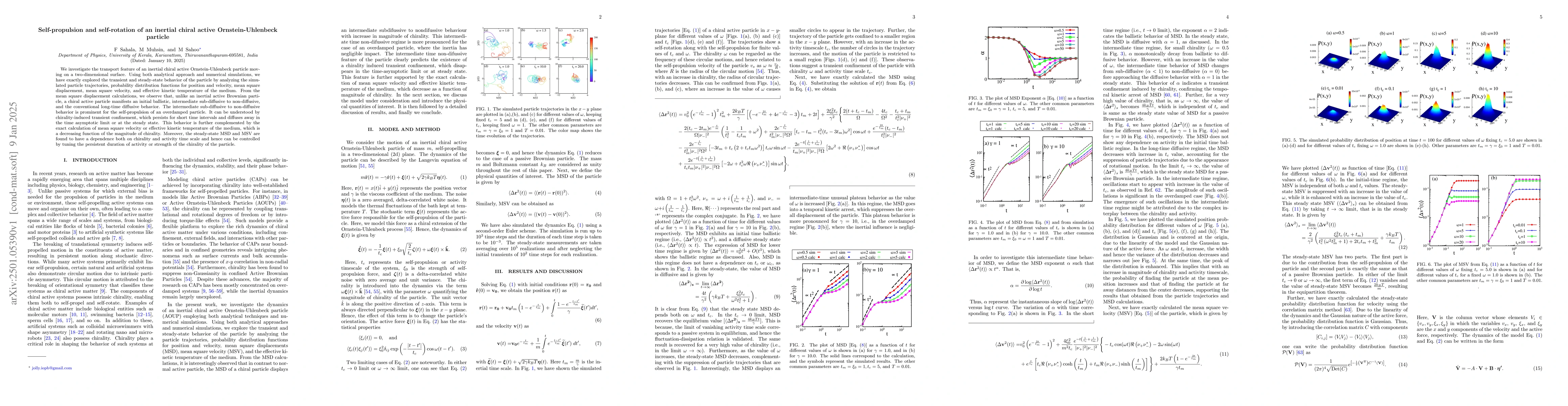 Thumbnail for Self-propulsion and self-rotation of an inertial chiral active
  Ornstein-Uhlenbeck particle