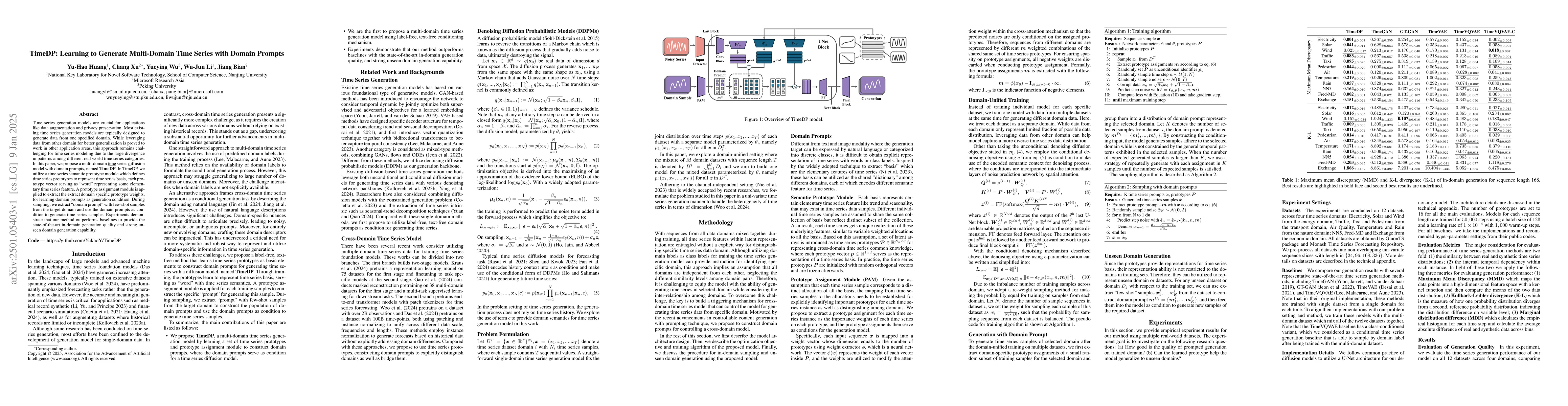 Thumbnail for TimeDP: Learning to Generate Multi-Domain Time Series with Domain
  Prompts
