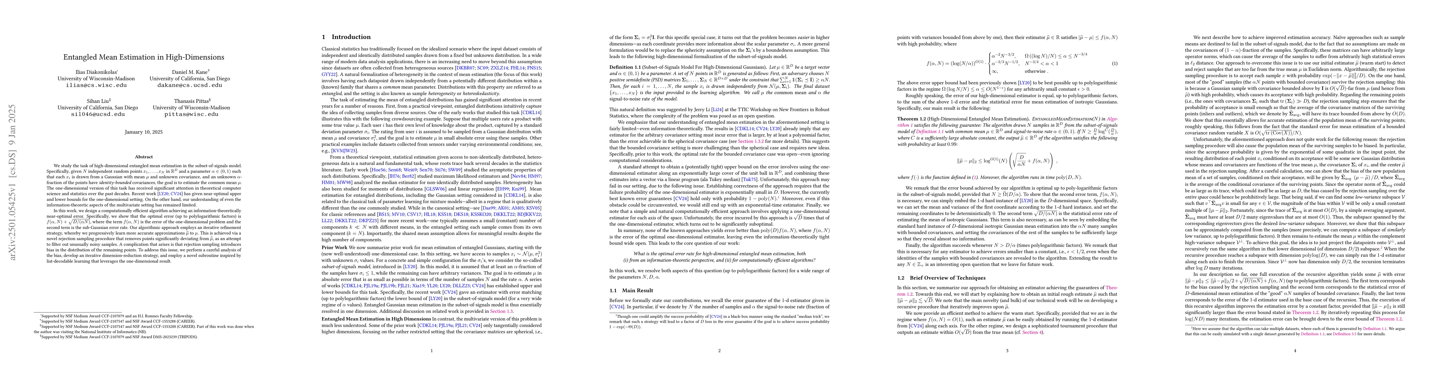 Thumbnail for Entangled Mean Estimation in High-Dimensions