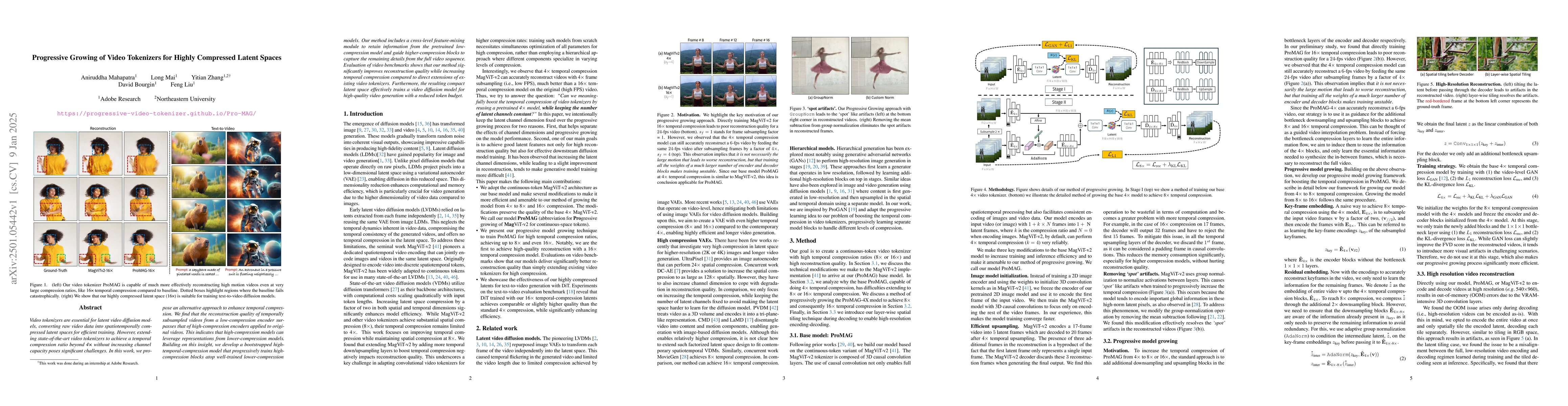 Thumbnail for Progressive Growing of Video Tokenizers for Highly Compressed Latent
  Spaces
