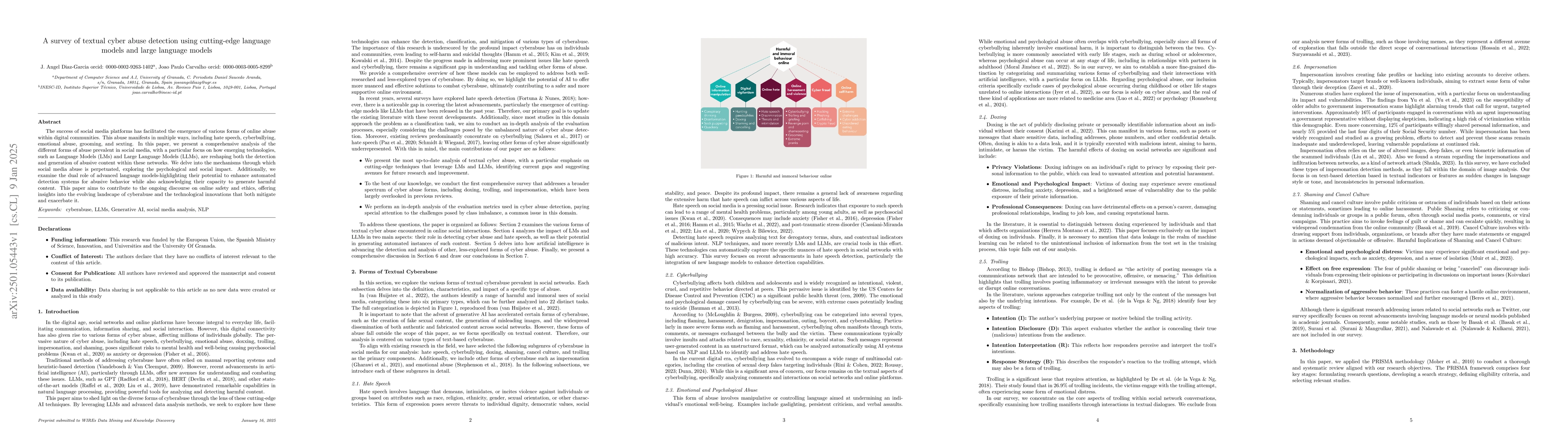 Thumbnail for A survey of textual cyber abuse detection using cutting-edge language
  models and large language models