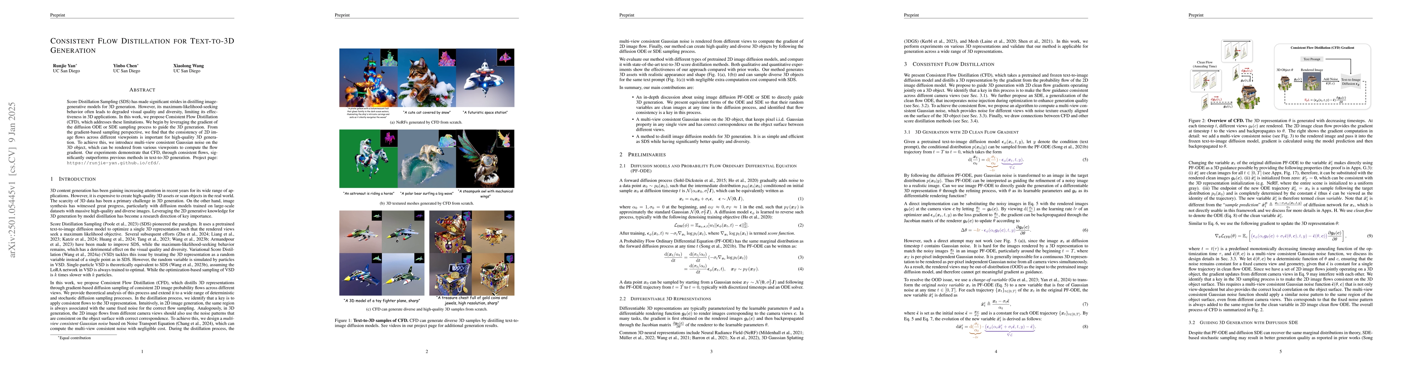 Thumbnail for Consistent Flow Distillation for Text-to-3D Generation