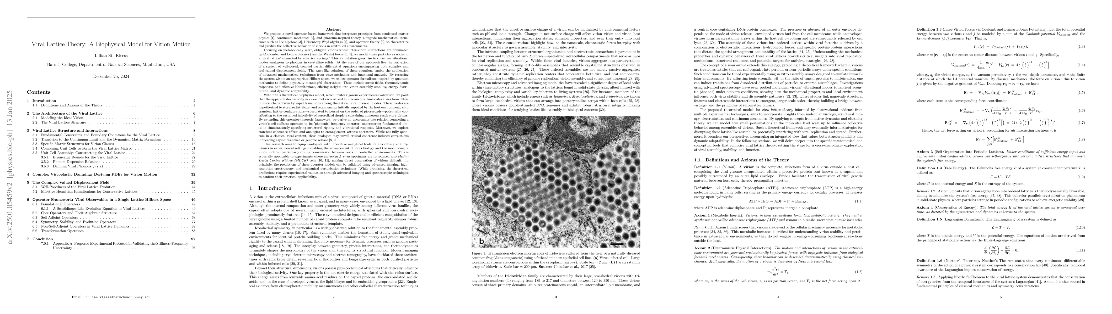 Thumbnail for Viral Lattice Theory: A Biophysical Model for Virion Motion