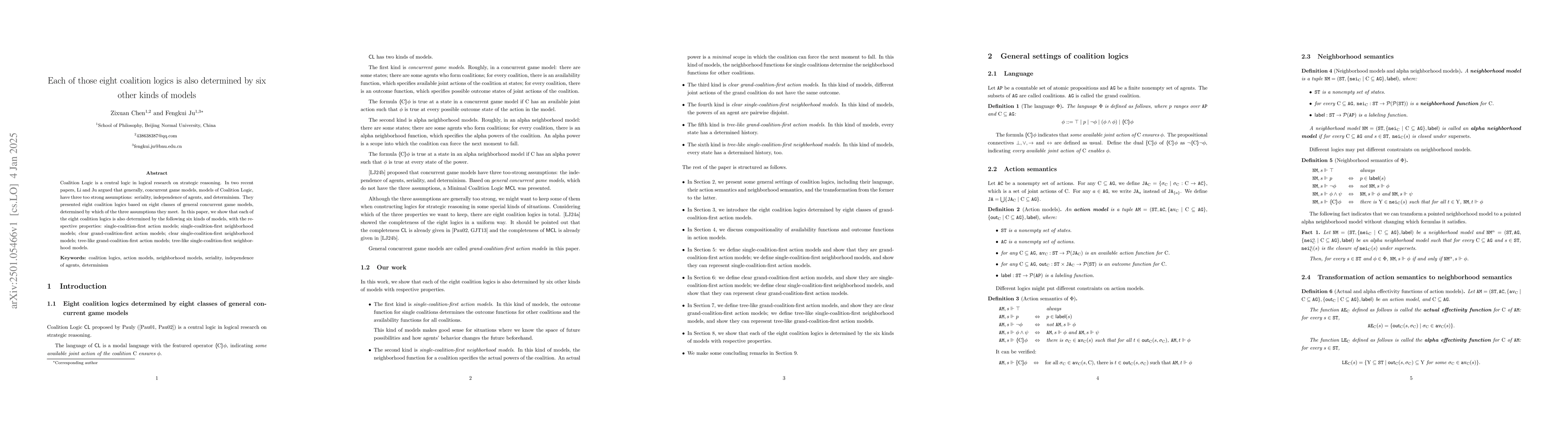 Thumbnail for Each of those eight coalition logics is also determined by six other
  kinds of models