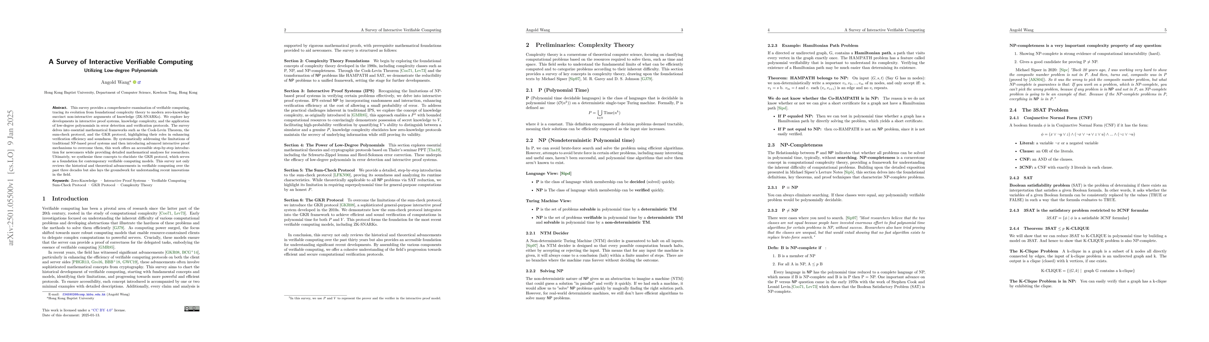 Thumbnail for A Survey of Interactive Verifiable Computing: Utilizing Low-degree
  Polynomials