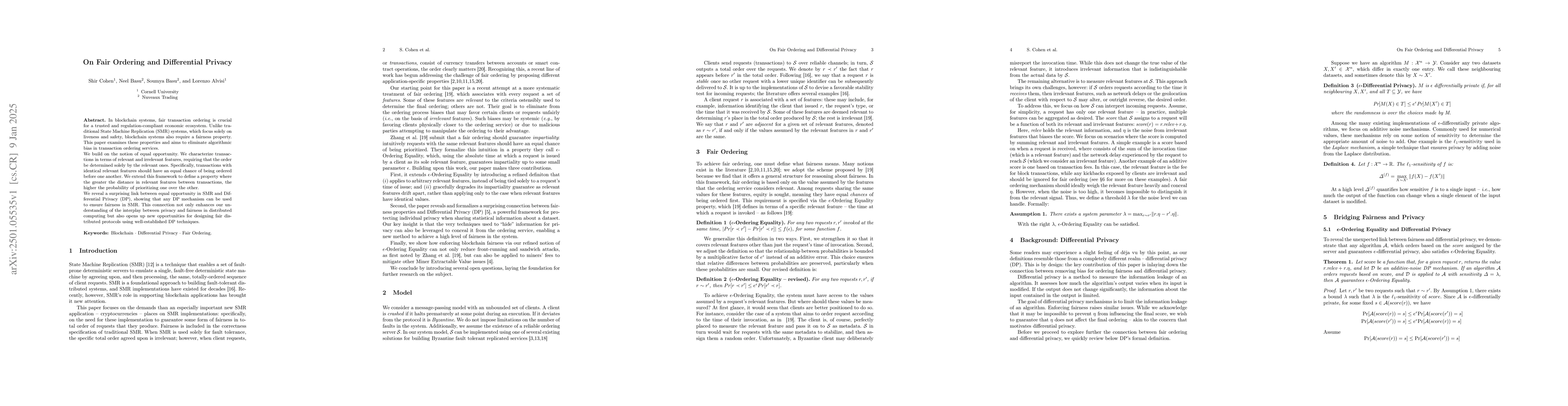 Thumbnail for On Fair Ordering and Differential Privacy