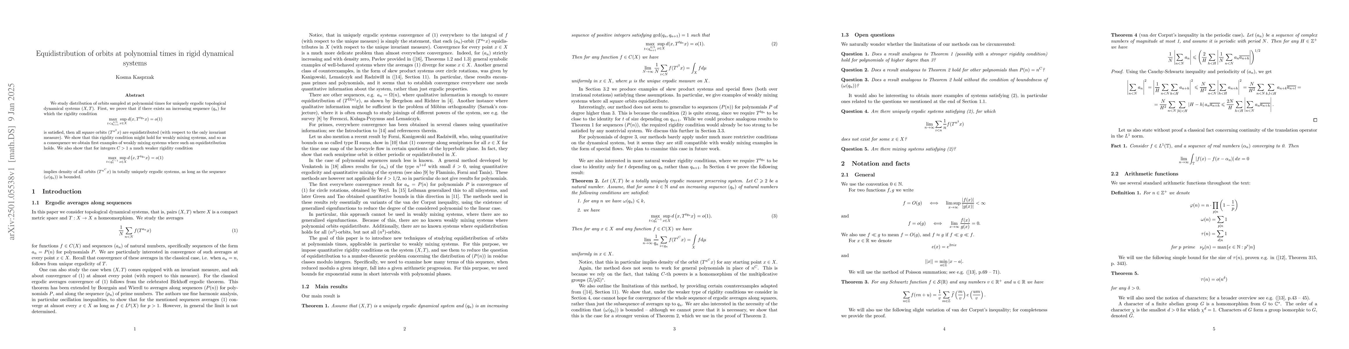 Thumbnail for Equidistribution of orbits at polynomial times in rigid dynamical
  systems