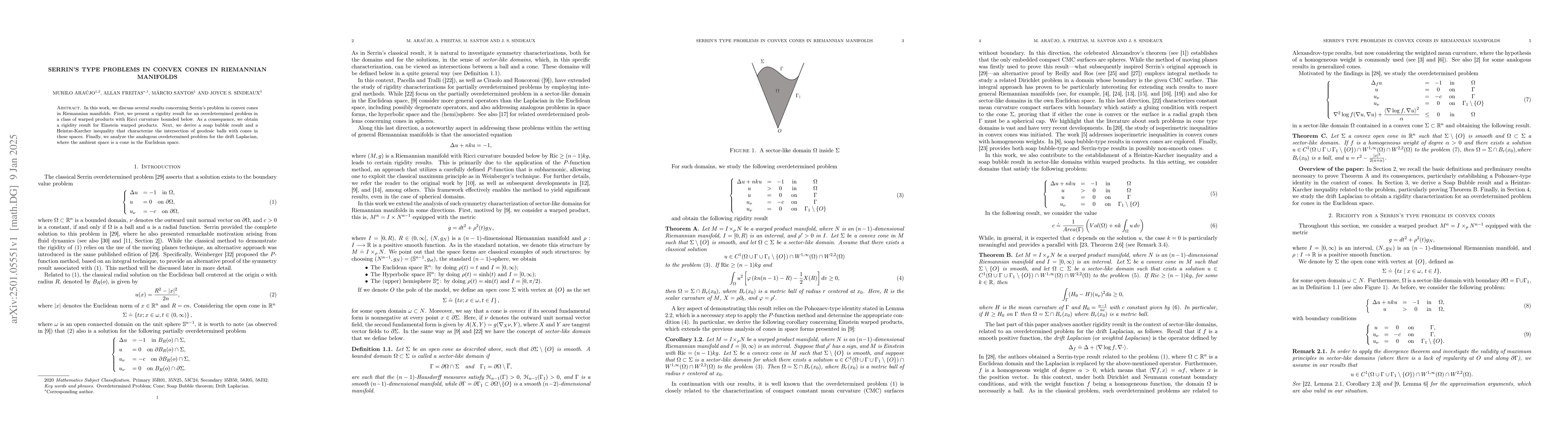 Thumbnail for Serrin's type Problems in convex cones in Riemannian manifolds