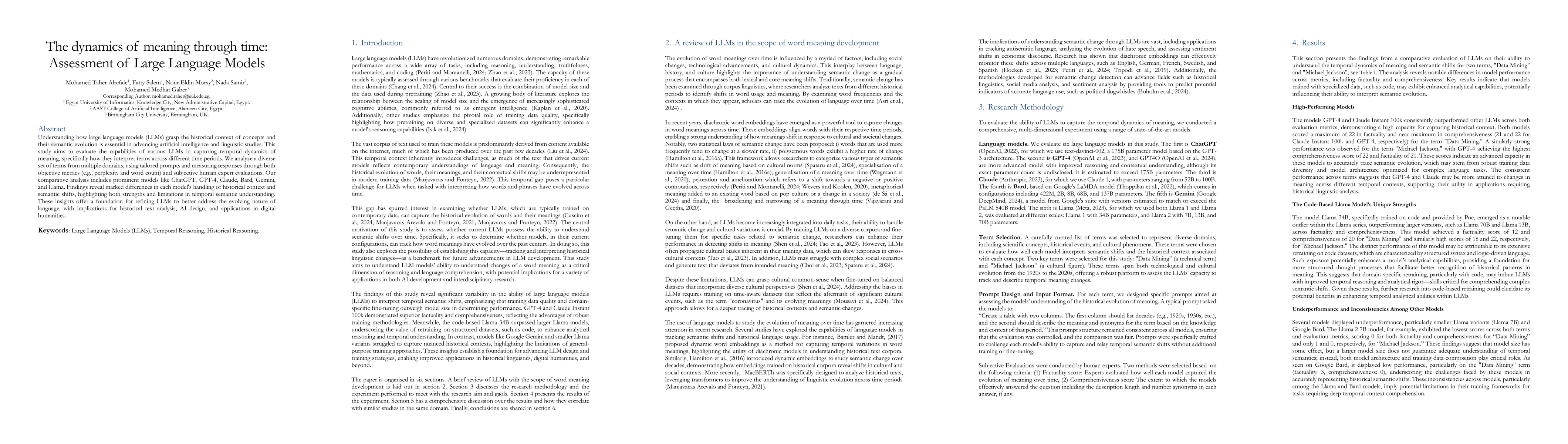 Thumbnail for The dynamics of meaning through time: Assessment of Large Language
  Models