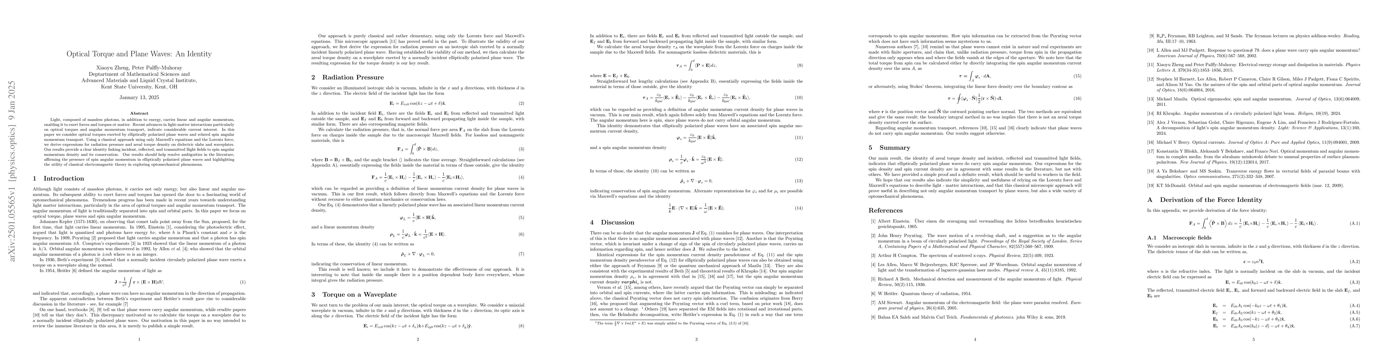 Thumbnail for Optical Torque and Plane Waves: An Identity