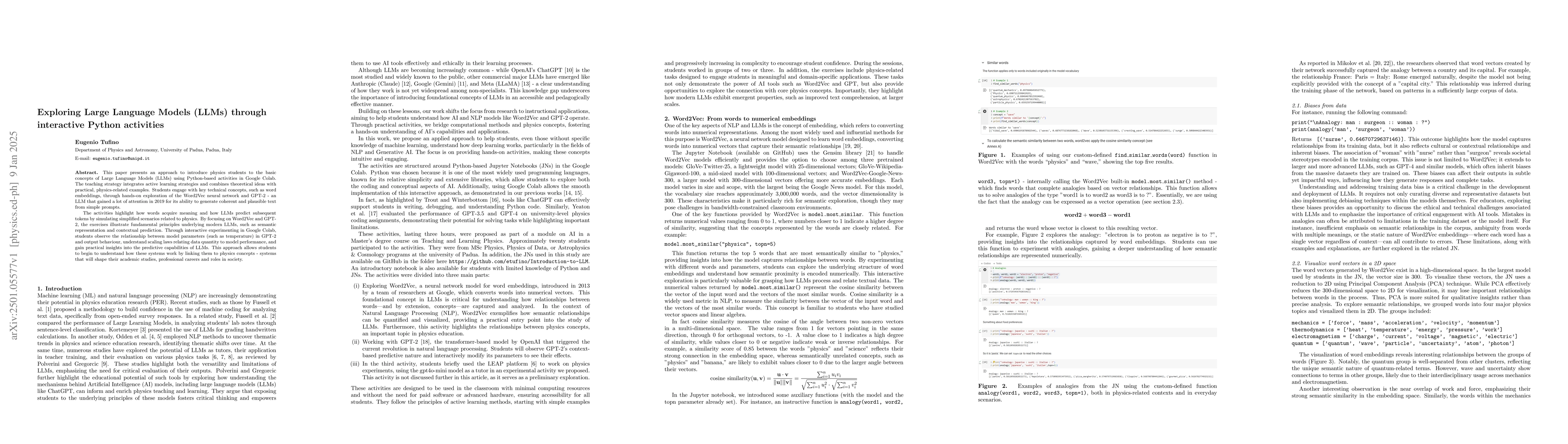 Thumbnail for Exploring Large Language Models (LLMs) through interactive Python
  activities